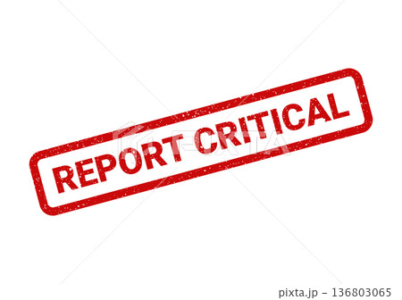 Distressed red rectangular stamp clearly displaying REPORT CRITICAL for highlighting urgent issues or high priority Distressed red rectangular stamp clearly displaying REPORT CRITICAL for highlighting urgent issues or high priority 136803065