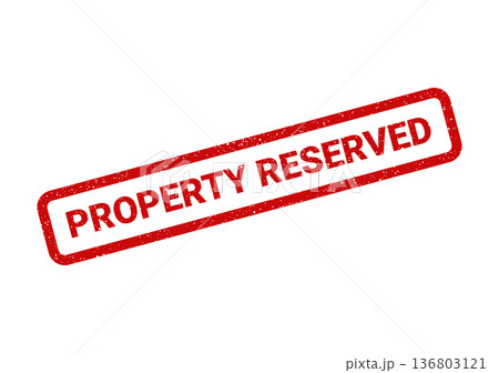 Distressed red rectangular stamp symbol indicating a property reservation status for real estate transactions or legal documents Distressed red rectangular stamp symbol indicating a property reservation status for real estate transactions or legal documents 136803121