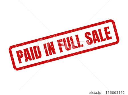 Distressed red rubber stamp confirming a full sale payment has been successfully processed and achieved 136803162