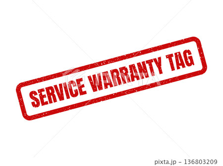 Distressed red rubber stamp displaying the bold text SERVICE WARRANTY TAG, presented as a clear official mark on a plain background 136803209