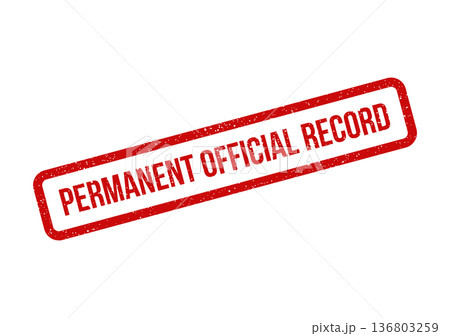 Distressed red rubber stamp featuring Permanent Official Record text for secure and lasting documentation Distressed red rubber stamp featuring Permanent Official Record text for secure and lasting documentation 136803259