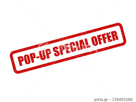 Distressed red rubber stamp featuring POP UP SPECIAL OFFER text, perfect for highlighting exclusive discounts and incentives Distressed red rubber stamp featuring POP UP SPECIAL OFFER text, perfect for highlighting exclusive discounts and incentives 136803260