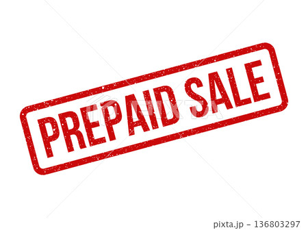 Distressed red rubber stamp icon displaying the text Prepaid Sale suitable for ecommerce promotions and marketing materials 136803297