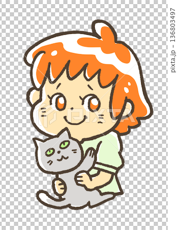 抱著貓的人 136803497