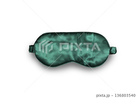 Green sleeping mask isolated on white background. World sleep day concept 136803540