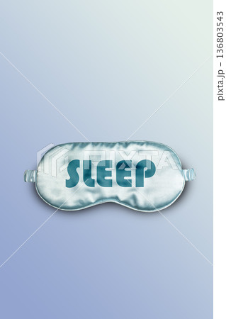 World Sleep day, Sleeping mask on light background with copy space. Vertical World Sleep day, Sleeping mask on light background with copy space. Vertical 136803543