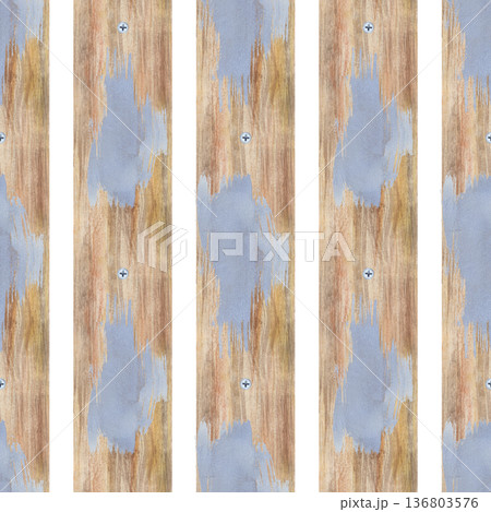 Seamless vertical pattern with wooden boards and strokes of gray paint on them. Watercolor illustration with the tools of the master on an isolated background. Realistic background with elements of Seamless vertical pattern with wooden boards and strokes of gray paint on them. Watercolor illustration with the tools of the master on an isolated background. Realistic background with elements of 136803576