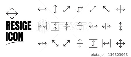 Resize Arrow Direction Icon Set UI Interface Control Symbols Minimal Line Design EPS Vector Collection 136803968