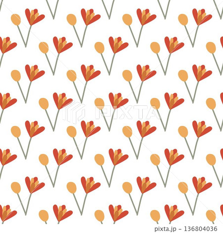 seamless botanical pattern with bright flowers on white background seamless botanical pattern with bright flowers on white background 136804036