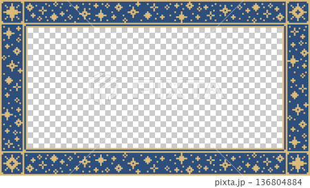 ドット絵　星空風のおしゃれなきらきら飾り枠　フレーム背景装飾　メッセージカード　ピクセル 136804884