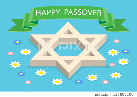 3D Isometric Flat Vector Illustration of Passover Holiday, Wine, Matzah, And Pesach In Cartoon Style 136805100