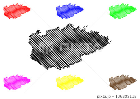 Marmara island (Republic of Turkey) map vector illustration, scribble sketch Marmara map 136805118