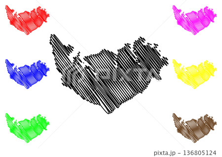 Melville island (Commonwealth of Australia, Northern Territory of Australia, Tiwi Islands archipelago) map vector illustration, scribble sketch Yermalner map 136805124