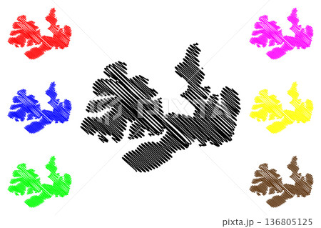 Melville island (Canada, North America, Queen Elizabeth Islands) map vector illustration, scribble sketch Melville map Melville island (Canada, North America, Queen Elizabeth Islands) map vector illustration, scribble sketch Melville map 136805125