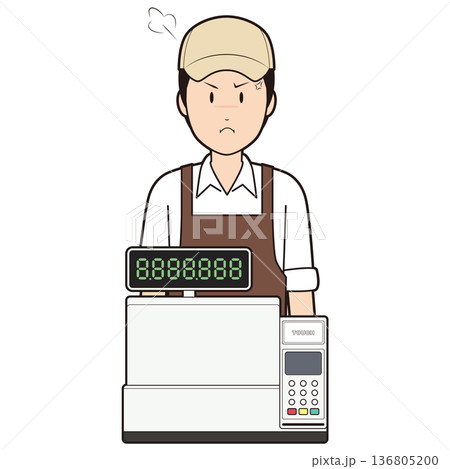 レジスターと男性カフェ店員⑥ 136805200