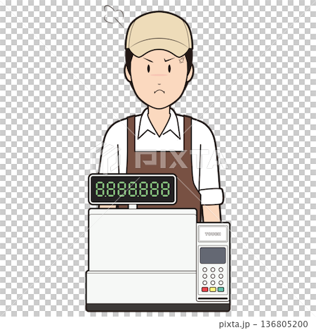 レジスターと男性カフェ店員⑥ 136805200