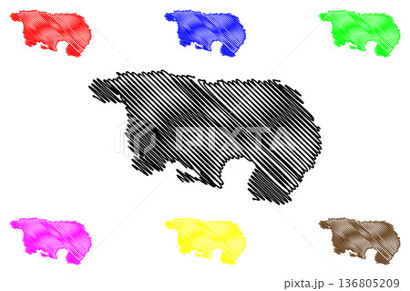 Navarino island ( Republic of Chile, South and Latin America) map vector illustration, scribble sketch Isla Navarino or Shunuko map Navarino island ( Republic of Chile, South and Latin America) map vector illustration, scribble sketch Isla Navarino or Shunuko map 136805209