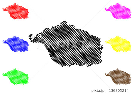 New Hanover island (Papua New Guinea, Bismarck Archipelago) map vector illustration, scribble sketch Lavongai map 136805214