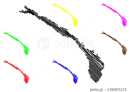 New Ireland island (Papua New Guinea, Bismarck Archipelago) map vector illustration, scribble sketch Latangai or Neumecklenburg map New Ireland island (Papua New Guinea, Bismarck Archipelago) map vector illustration, scribble sketch Latangai or Neumecklenburg map 136805215