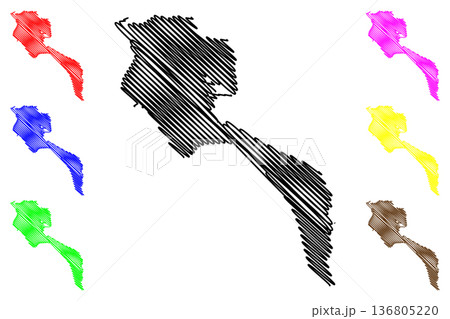 Noirmoutier island (French Republic, France) map vector illustration, scribble sketch Ile de Noirmoutier map Noirmoutier island (French Republic, France) map vector illustration, scribble sketch Ile de Noirmoutier map 136805220