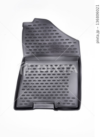 Rubber floor mat for cars, isolated on white background Rubber floor mat for cars, isolated on white background 136806021