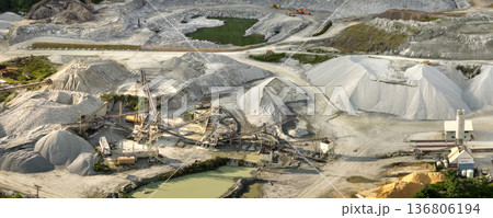 Limestone quarry at industrial open-pit mining site In North Carolina Appalachians, USA Limestone quarry at industrial open-pit mining site In North Carolina Appalachians, USA 136806194