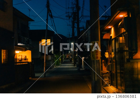 kyoto, japan - 2 july 2025 night view of a quiet street 136806381