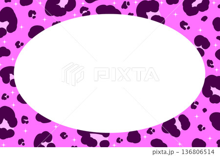 ギャルなピンクのヒョウ柄のフレーム 136806514