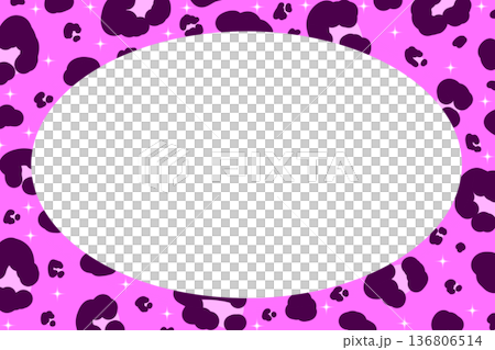 ギャルなピンクのヒョウ柄のフレーム 136806514