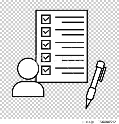 清單、筆和人物圖標 清單、筆和人物圖標 136806542