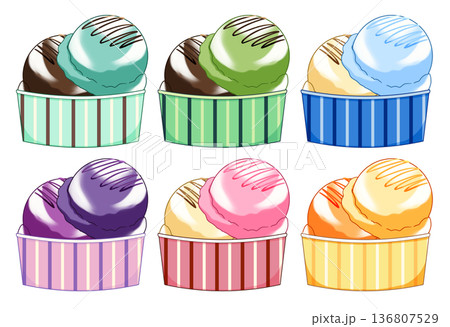 カップに入ったダブルアイスのイラスト 136807529