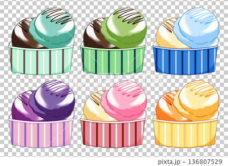 カップに入ったダブルアイスのイラスト 136807529