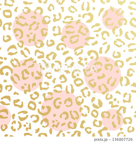 Leopard print gold pattern animal cheetah background. Leopard golden texture jaguar foil panther 136807726