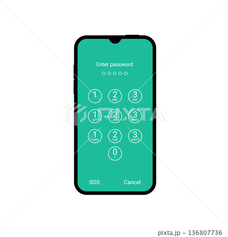 Smartphone password lock screen background. Phone account personal message information 136807736