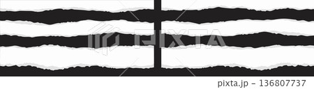 Torn paper edges background. Torn paper texture strips lines. Frames scrapbooking border banner 136807737