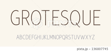 Typography minimalist sansserif font alphabet specimen featuring elegant uppercase lettering, modern 136807745