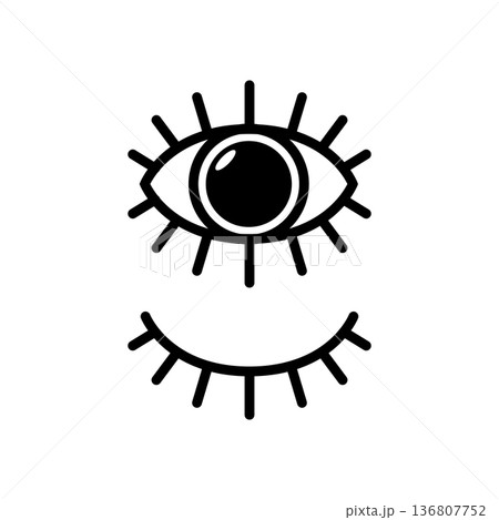 Eye outline minimal black icon set. Eye symbol background vector simple icon shape. Eye outline minimal black icon set. Eye symbol background vector simple icon shape. 136807752