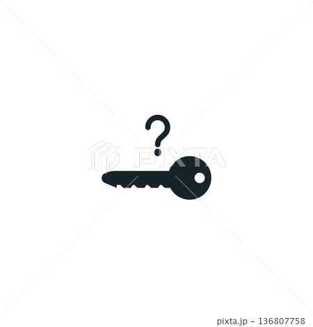 Security access authentication key icon with question mark symbol password recovery assistance Security access authentication key icon with question mark symbol password recovery assistance 136807758