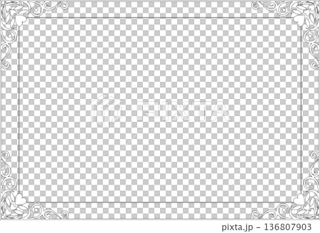 Vintage calligraphy style frame material 252 <decorative border, decorative frame, heart, line drawing, black and white> Vintage calligraphy style frame material 252 <decorative border, decorative frame, heart, line drawing, black and white> 136807903