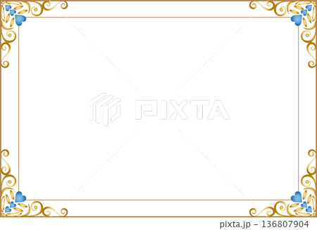 ビンテージカリグラフィ風フレーム素材251＜飾り罫・飾り枠・ハート＞ 136807904