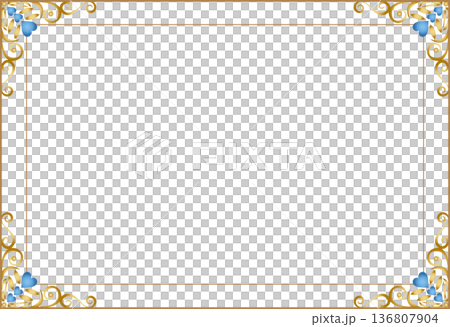 ビンテージカリグラフィ風フレーム素材251＜飾り罫・飾り枠・ハート＞ 136807904