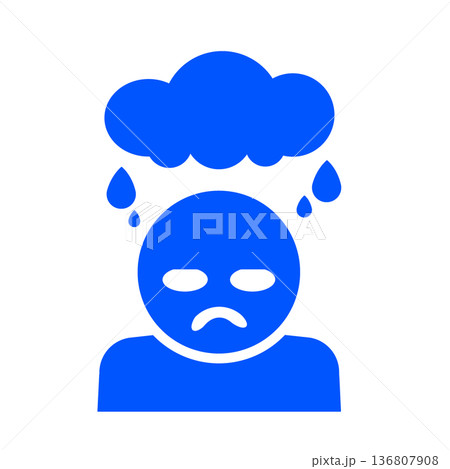 憂鬱な気分を表す人物アイコン(青) 136807908