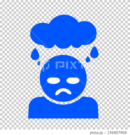 憂鬱な気分を表す人物アイコン(青) 136807908