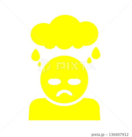 憂鬱な気分を表す人物アイコン(黄色) 136807912