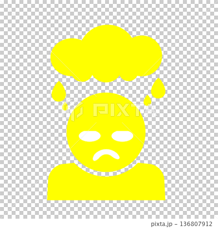 憂鬱な気分を表す人物アイコン(黄色) 136807912