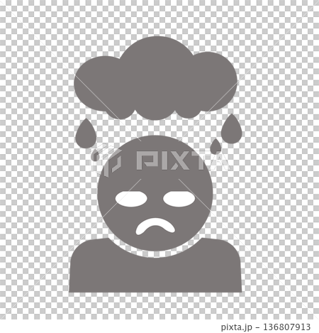 憂鬱な気分を表す人物アイコン(グレー) 136807913