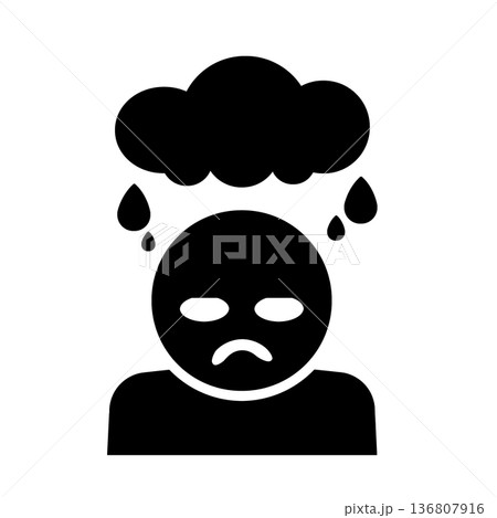 憂鬱な気分を表す人物アイコン(黒) 136807916