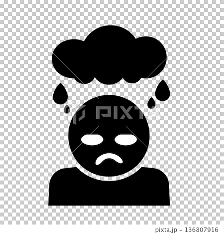 憂鬱な気分を表す人物アイコン(黒) 136807916