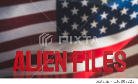 Alien Files Concept with American Flag Background 3d render. 136808223