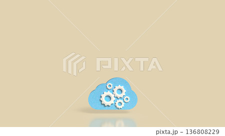 Cloud Computing Concept with Gears and Technology Automation 3d render 136808229